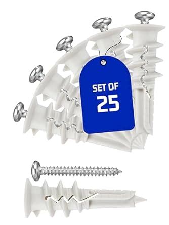 Self-Drilling Drywall Anchors and Screws Kit - 25 Pack of Heavy Duty ...