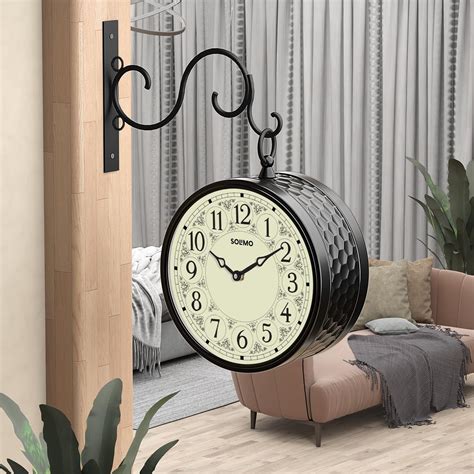 Buy Amazon Brand - Solimo Double Sided Vintage Station Wall Clock, one ...