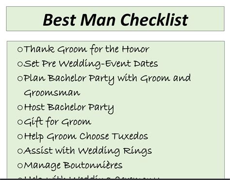 Best Man Checklist for Wedding Digital Download Printable, List for ...