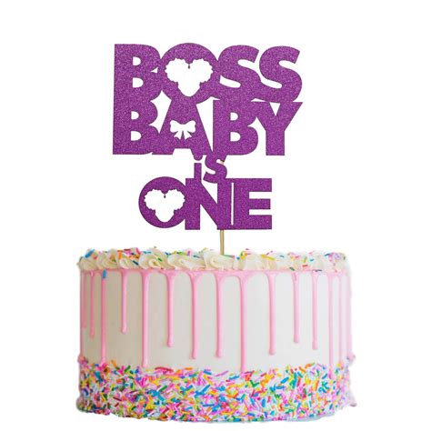 Pink Glittery Boss Cake Topper, Boss Baby is One Cake Topper, Boss Baby ...