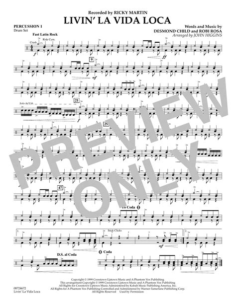 Livin' La Vida Loca (arr. John Higgins) - Percussion 1 by Ricky Martin ...