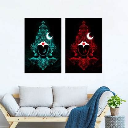 Hal Sashti Devi Neon Art Wall Poster (Set of 2 Frameless Panel Posters ...