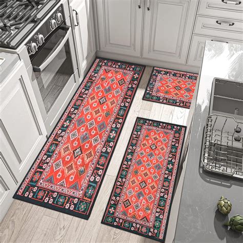Amazon.com: Alishomtll Boho Kitchen Rugs Non Slip 3 Piece,Waterproof ...