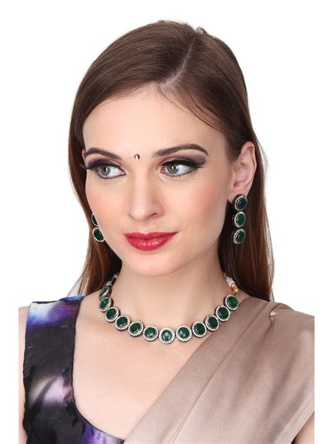 Gold plated Green Necklace set – Anvik