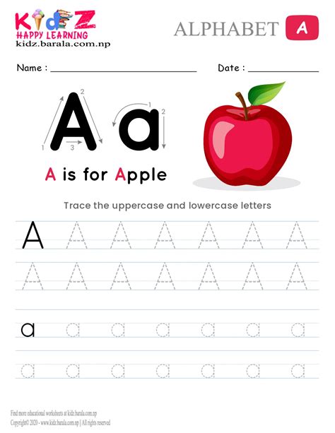 ABC alphabet chart, worksheet with image in pdf free download ...