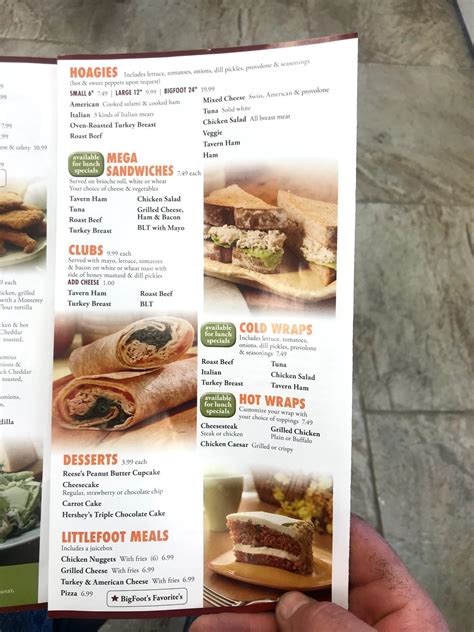 Menu at Bigfoots Steaks & Hoagies restaurant, Rising Sun