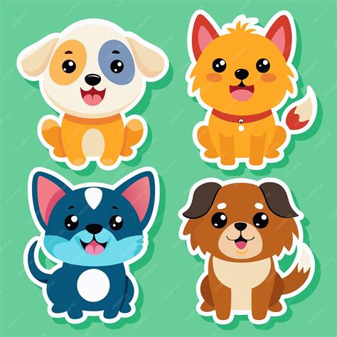 Set of cute cartoon dogs with big eyes | Premium AI-generated vector