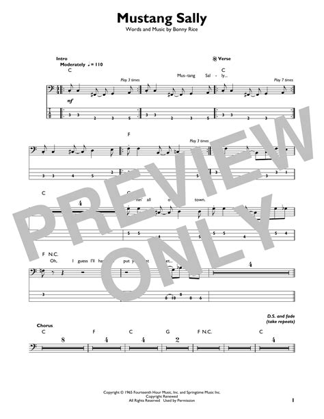 Mustang Sally by Wilson Pickett - Easy Bass Tab - Guitar Instructor