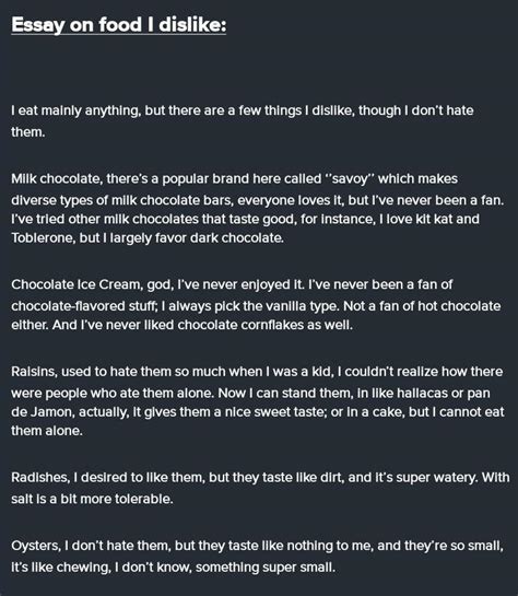 Write a paragraph on the least liked food by you - Brainly.in