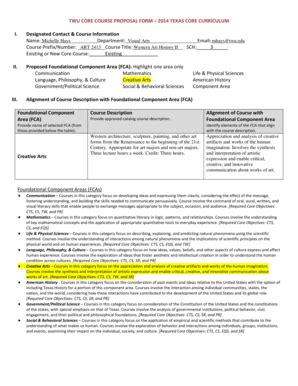 Fillable Online twu TWU CORE COURSE PROPOSAL FORM 2014 TEXAS CORE ...