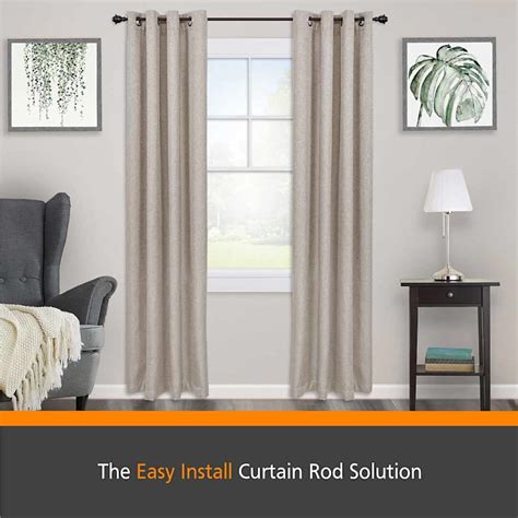Finn 5/8" Black Fast Fit Decorative Curtain Rod, 36-66"