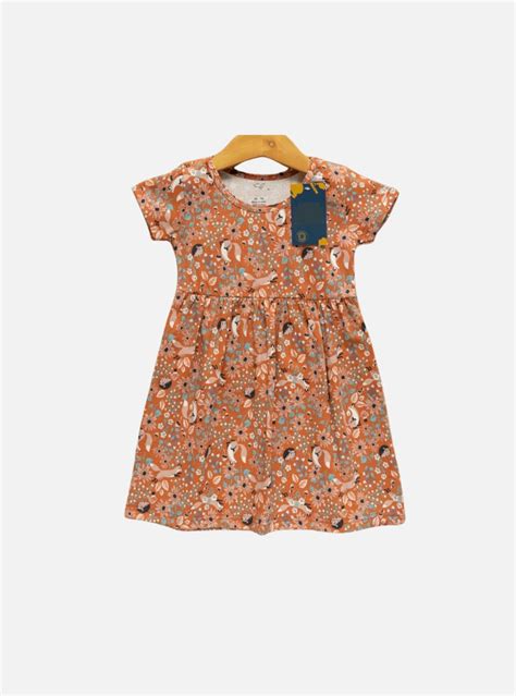 Girls Half Sleeve Frock - Fox Brown – The Little Wardrobe