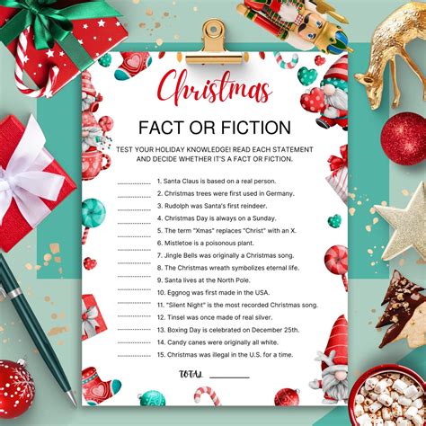 Christmas Fact or Fiction Game, Trivia Questions With Answers ...