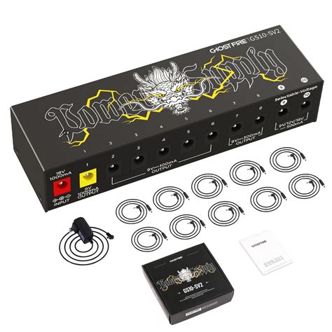 Buy GHOSTFIRE GS10-SV2 10-Output Guitar Pedal Power Supply 9V/1000mA ...