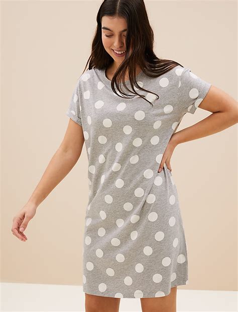 Buy Cotton Rich Spot Print Short Nightdress at Marks & Spencer