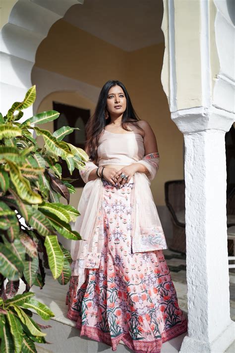 Designer Full Flair light pink Fully Stitched Lehenga (with margin ...