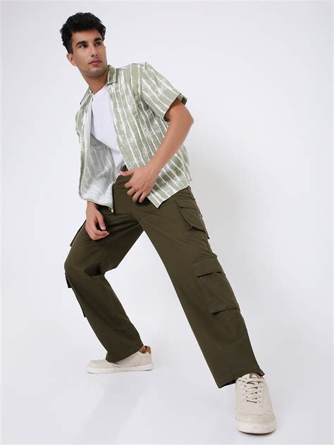 OLIVE GREEN 8 POCKET CARGO PANTS