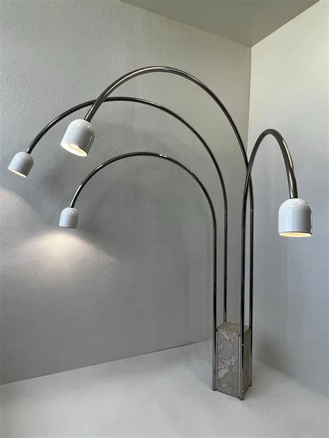 Italian Travertine and Chrome Four Arm Arch Floor Lamp by Goffredo ...