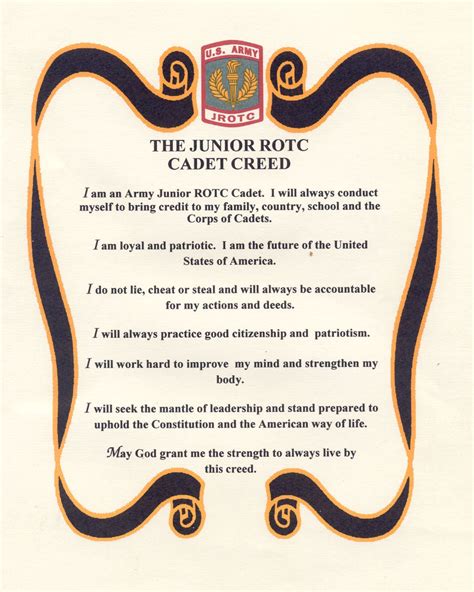 Army JROTC Creed | Rotc, Creed, Army values