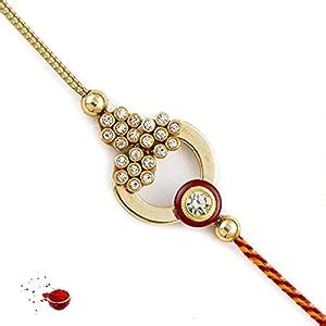 Buy Aapno Rajasthan Rakhi for Brother - Golden & Red AD Studded ...