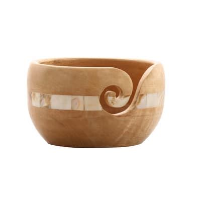 Buy in Bulk - 6 Pack: Mango Wood Yarn Bowl with Mother of Pearl by ...