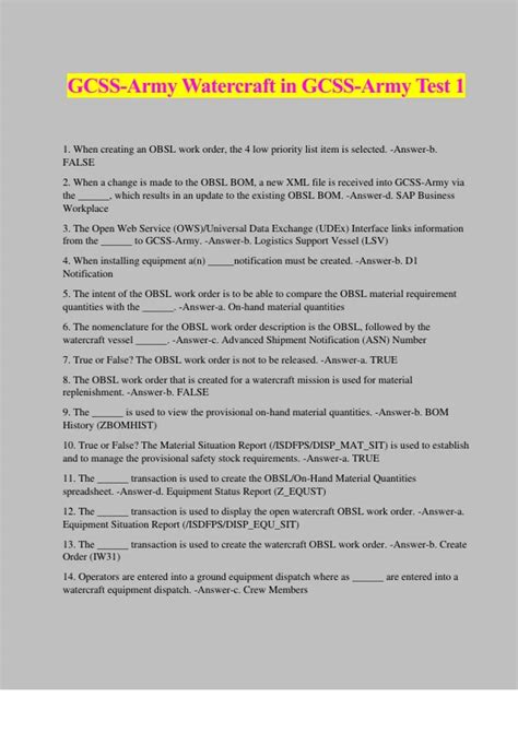 GCSS-Army Watercraft in GCSS-Army Test 1 - GCSS Army - Stuvia US