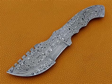 Handmade Damascus Steel Blank Blade Tracker Knife Full Tang Fixed Blade ...