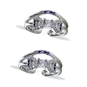 TARAASH 925 Sterling Silver Fully CZ Toe Ring For Women : Amazon.in ...