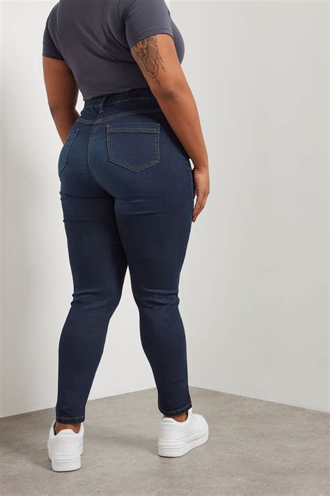 YOURS Plus Size Dark Indigo Blue Skinny Stretch AVA Jeans | Yours Clothing