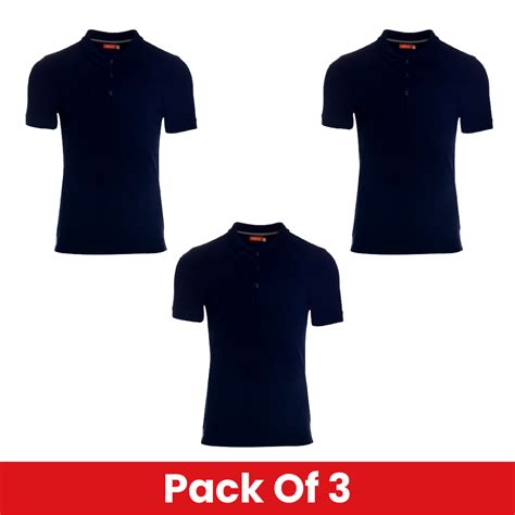 Mens Polo Shirts Pack of 3 Pure Cotton Short Sleeve Multipack Polo ...