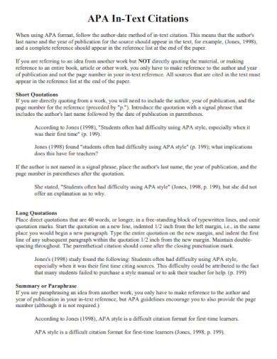 24+ APA In Text Citation Examples to Download