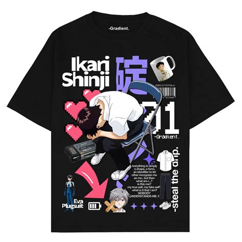 Shinji Ikari " Neon Genesis Evangelion" - Oversized T-Shirt – Gradient