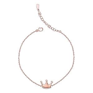 Buy GIVA 925 Silver Rose Gold Princess Crown Bracelet, Adjustable Gifts ...