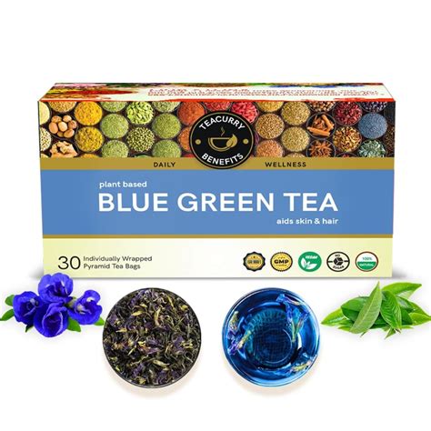 TEACURRY Blue Green Tea(30 Tea Bags) Helps With Weight Loss, Skin Glow ...