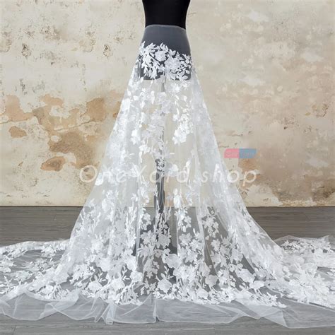 Floral Embroidered White Lace Bridal Fabric by the Yard - OneYard