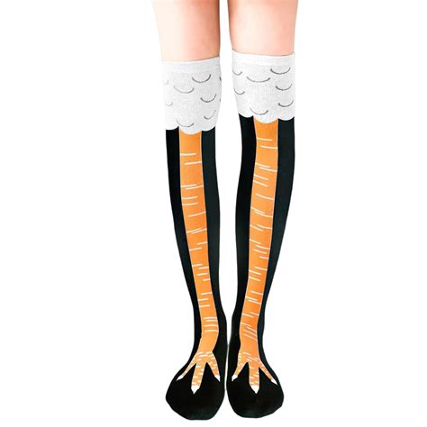 Buy Ruizaua Chicken Leg Socks, Cotton Chicken Socks Women Knee High ...