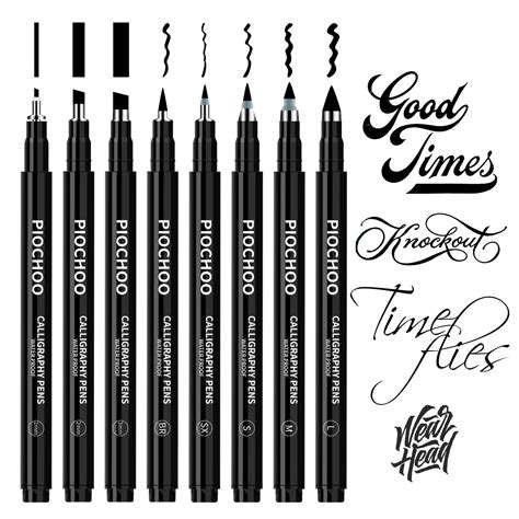 Calligraphy Pens,Hand Lettering Pens,8 Size Calligraphy Brush Pen Set ...