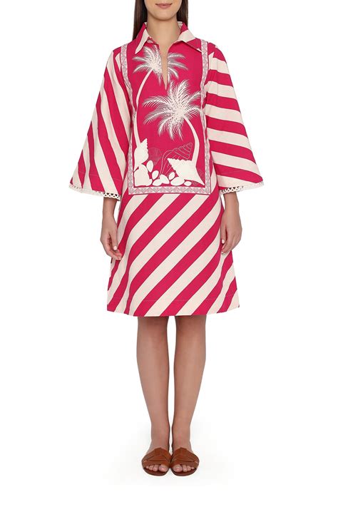 Women's Conscious Rose & Raspberry Palm Kaftan Midi Dress - Verandah