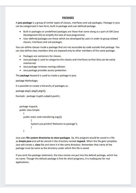 JAVA Packages - Lecture Note - Programming Language - Studocu