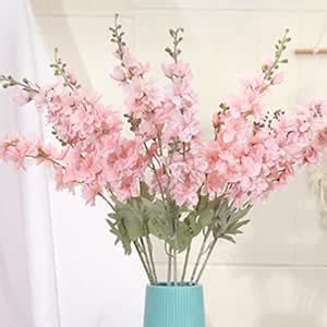 Buy OUKEYI 33.5in 6pcs Fake Flowers Delphinium Artificial Flowers Silk ...