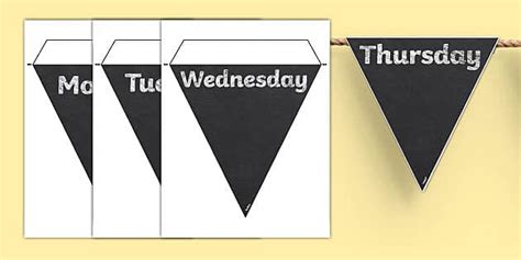 Chalkboard Themed Days of the Week Display Bunting