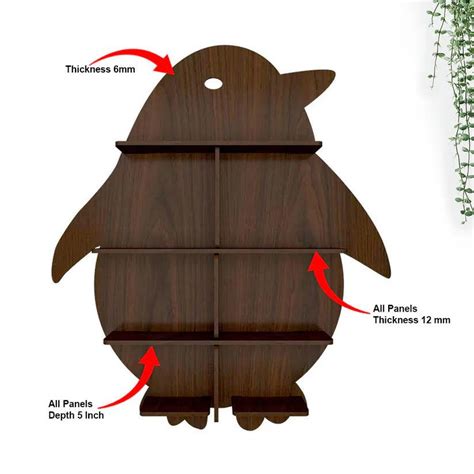 Penguin Backlit Designer Wooden Wall Shelf / Book Shelf / Night Light ...