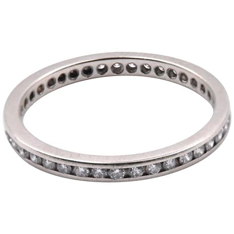 14 Karat White Gold Diamond Eternity Band with Side Diamonds For Sale ...