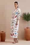 Buy Ivory Cotton Embroidery Round Neck Thread Midi Dress For Women by ...