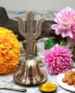 Om ShreeJee Decor Brass Trishul Symbol Pooja Bell for Home and Temple ...
