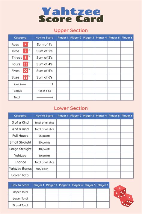 Large Yahtzee Score Sheets - 10 Free PDF Printables | Printablee