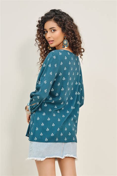 Buy Indigo Intezaar Top Online In India at Global Desi F25H32TP_INDIGO