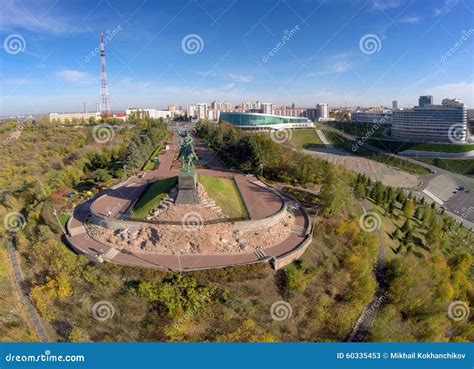 Aerial View on Ufa and Salavat Yulaev Monument Stock Image - Image of ...