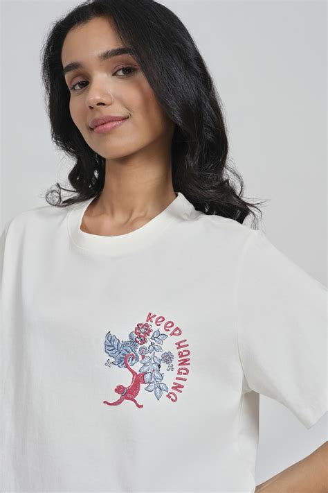 Buy Cara Cream Oversized T-Shirt Online In India at Global Desi ...