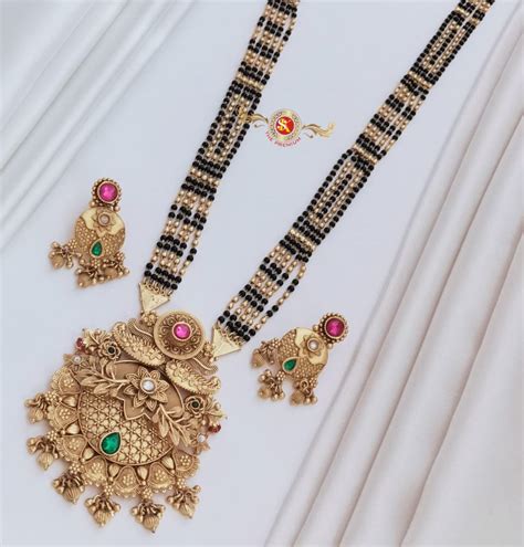 Antique Premium Quality Brass High Gold Long Rajwadi Mangalsutra Set i ...